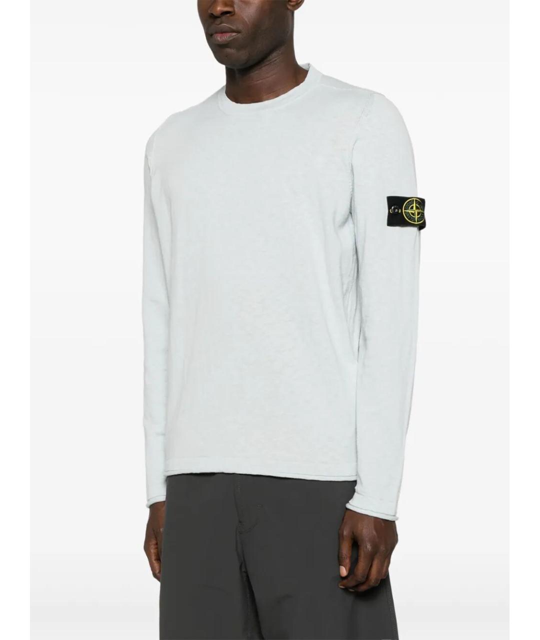 STONE ISLAND Голубой хлопковый джемпер / свитер, фото 5