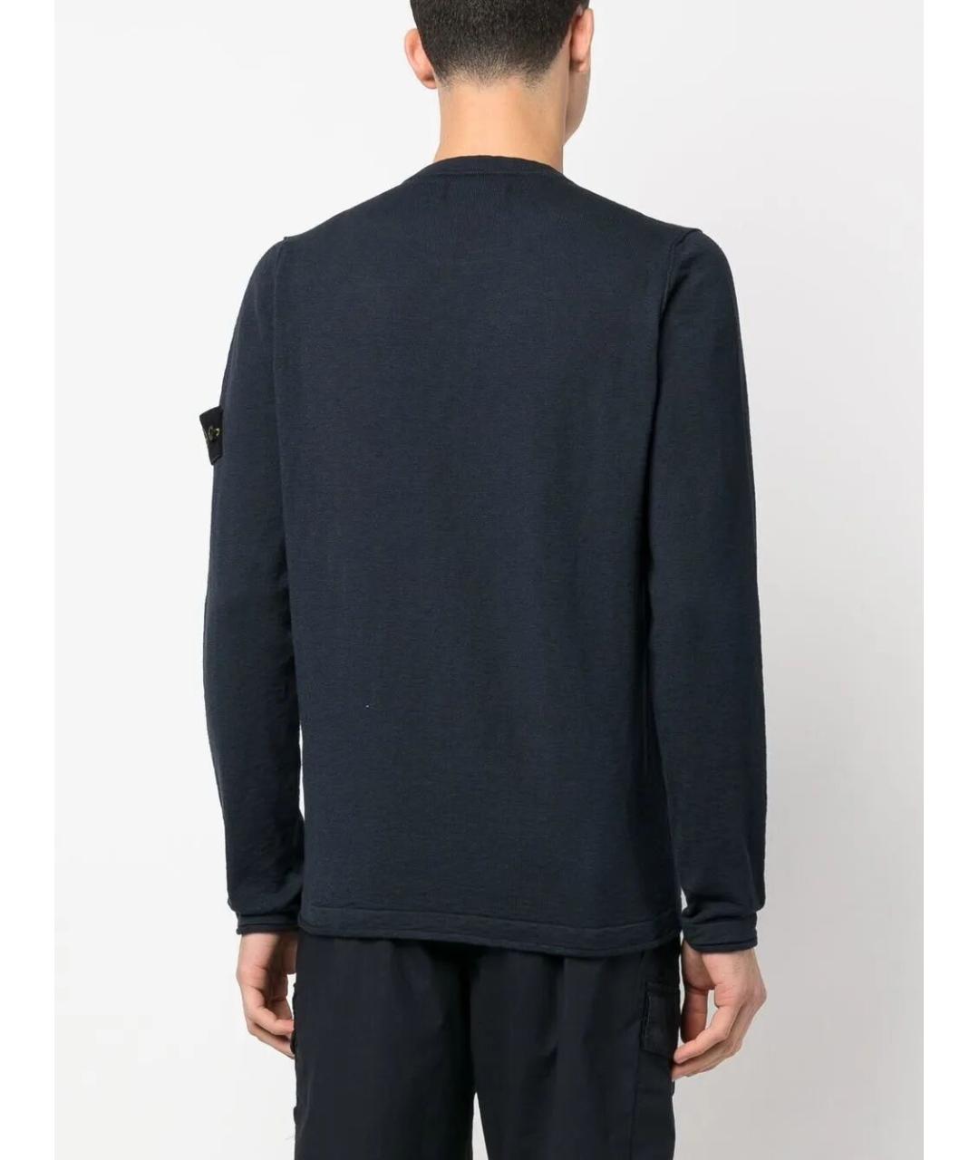 STONE ISLAND Темно-синий хлопковый джемпер / свитер, фото 5