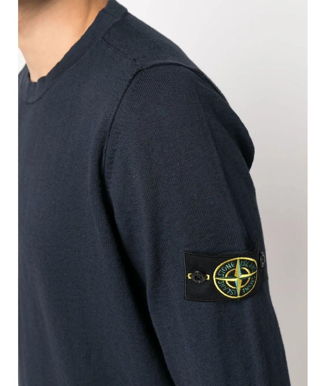 STONE ISLAND Темно-синий хлопковый джемпер / свитер, фото 4