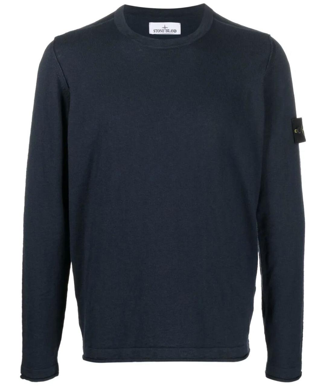 STONE ISLAND Темно-синий хлопковый джемпер / свитер, фото 1