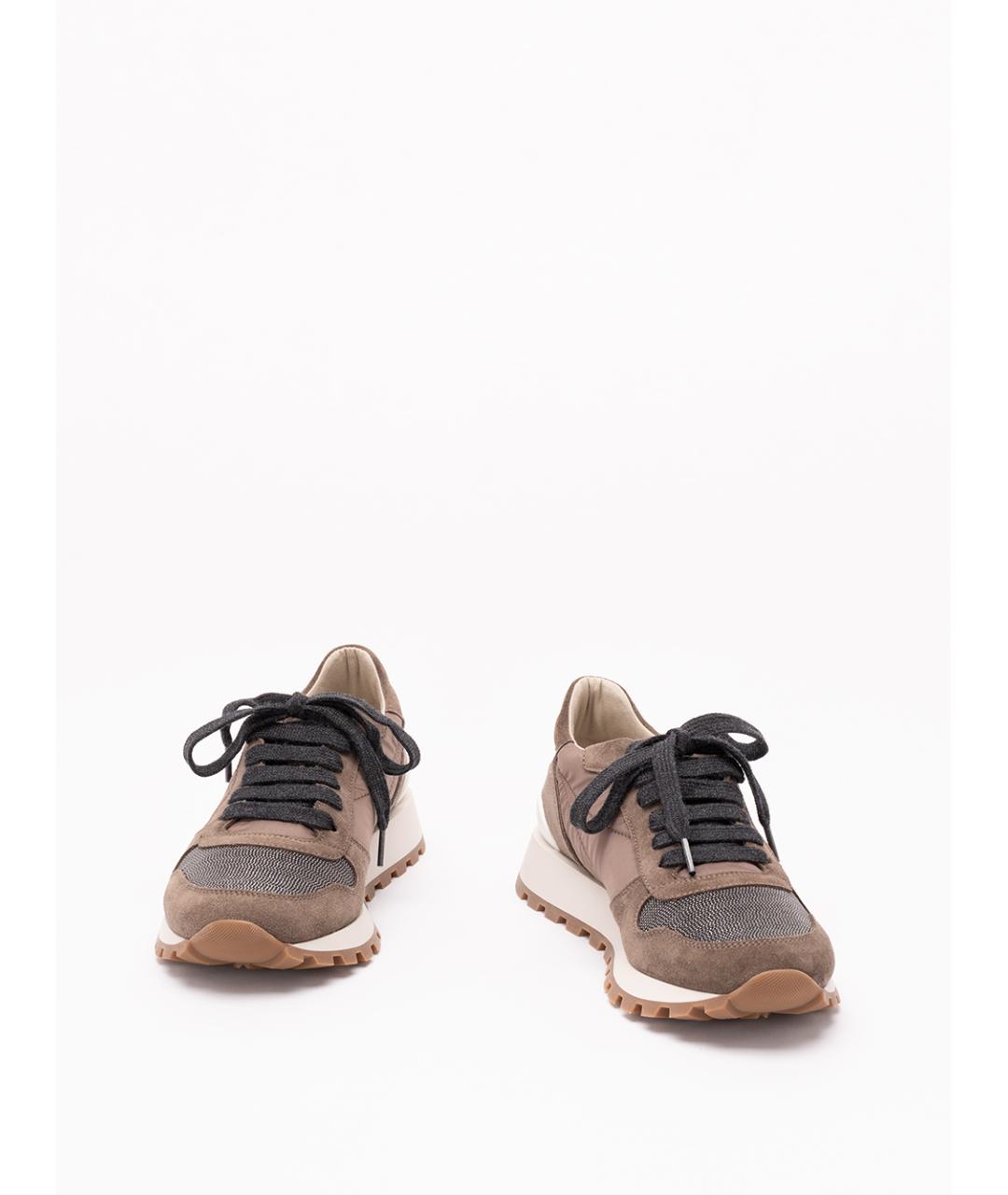 BRUNELLO CUCINELLI Коричневые текстильные кроссовки, фото 2