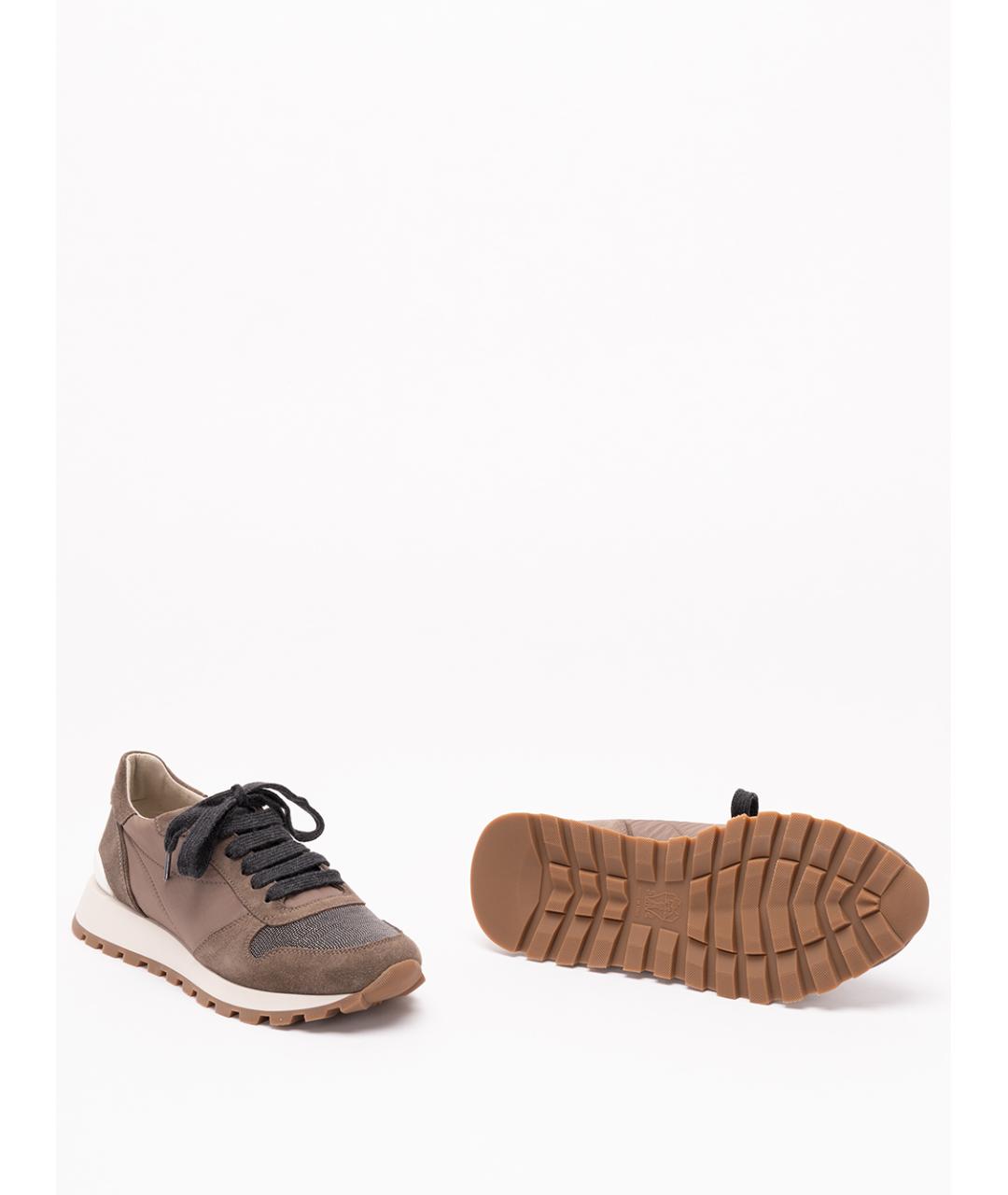 BRUNELLO CUCINELLI Коричневые текстильные кроссовки, фото 4