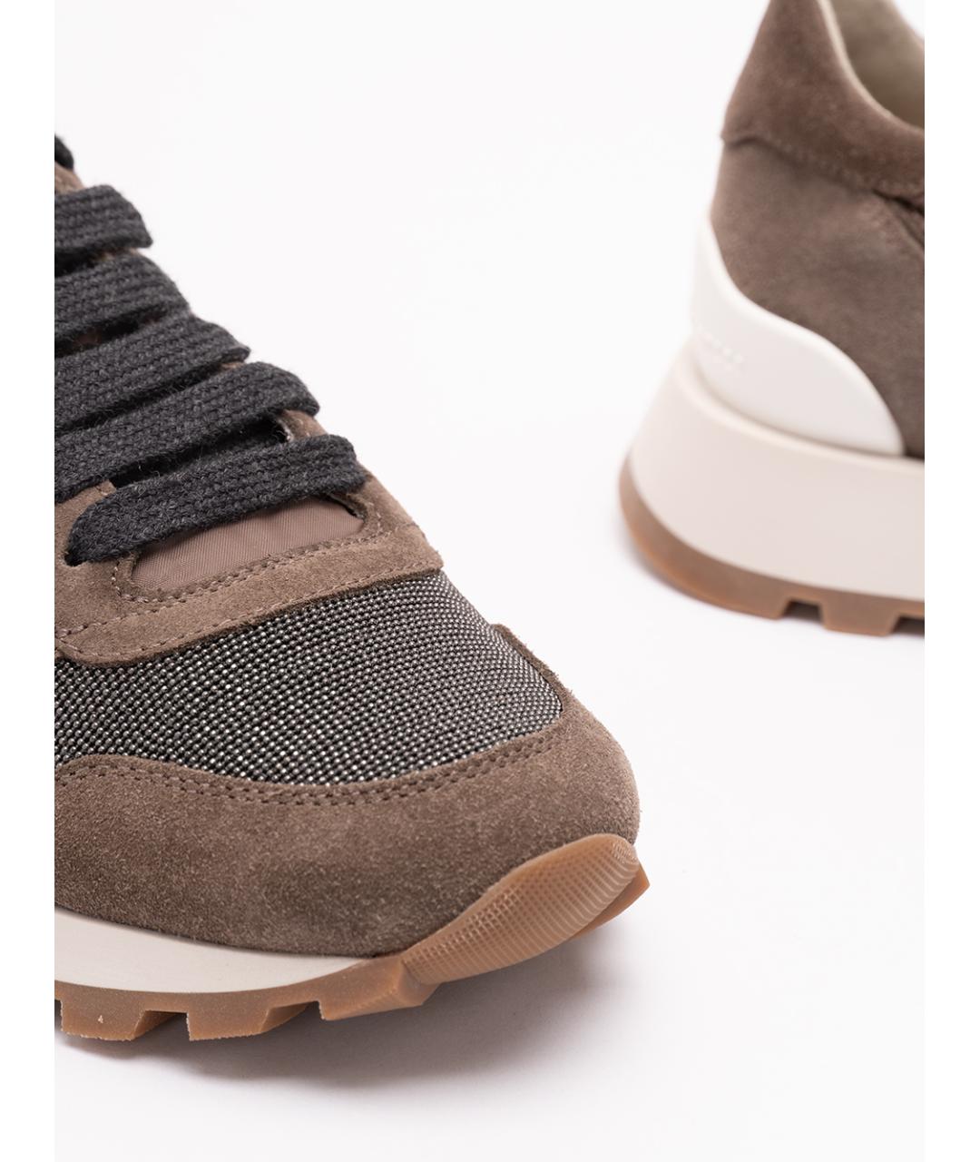 BRUNELLO CUCINELLI Коричневые текстильные кроссовки, фото 5