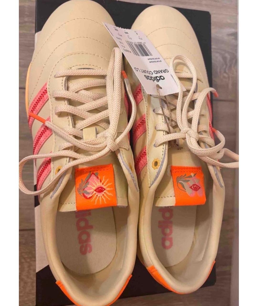 ADIDAS Бежевые кожаные кроссовки, фото 6