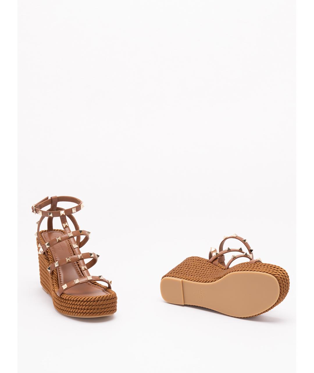 VALENTINO Коричневые кожаные босоножки, фото 4