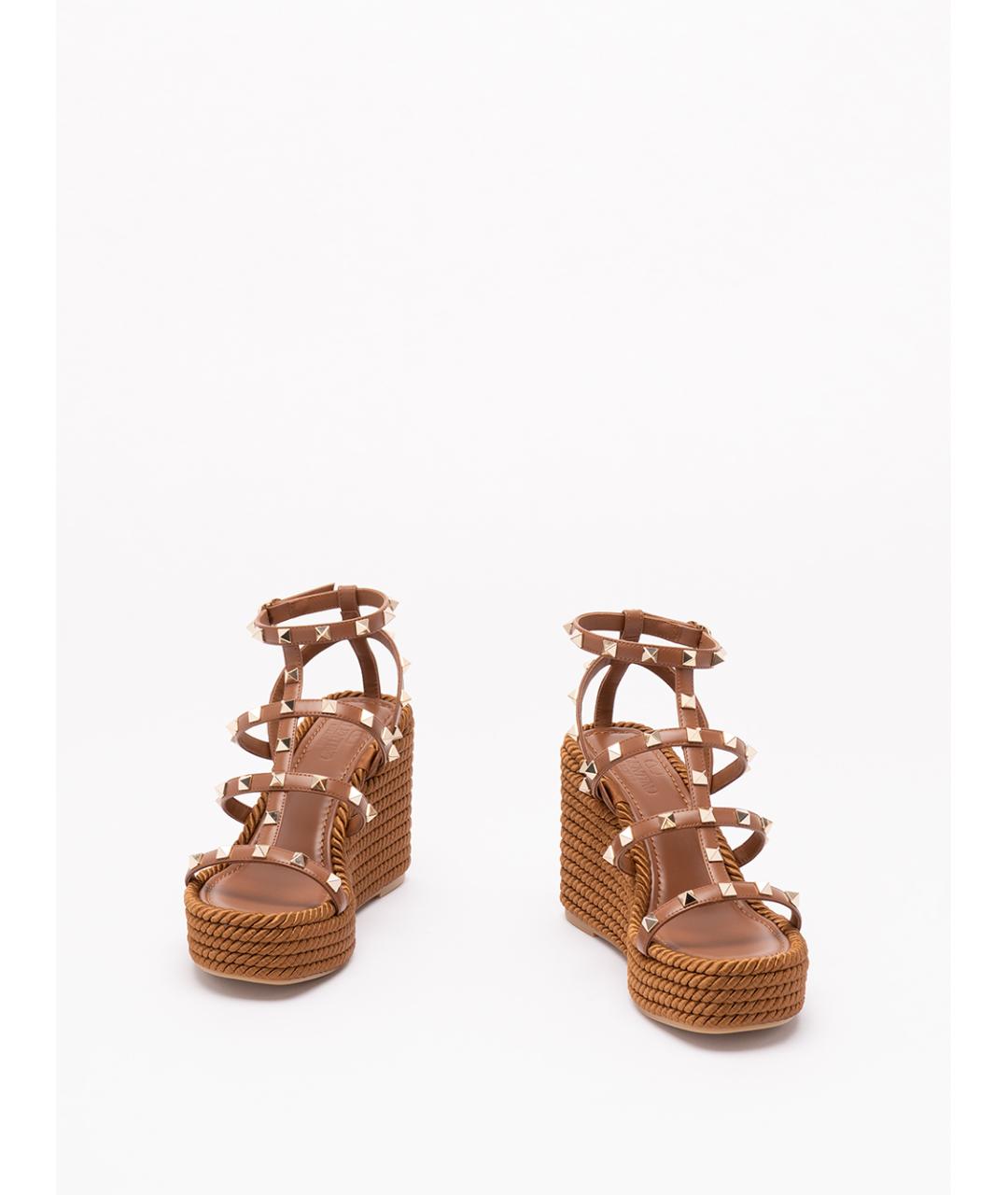 VALENTINO Коричневые кожаные босоножки, фото 2