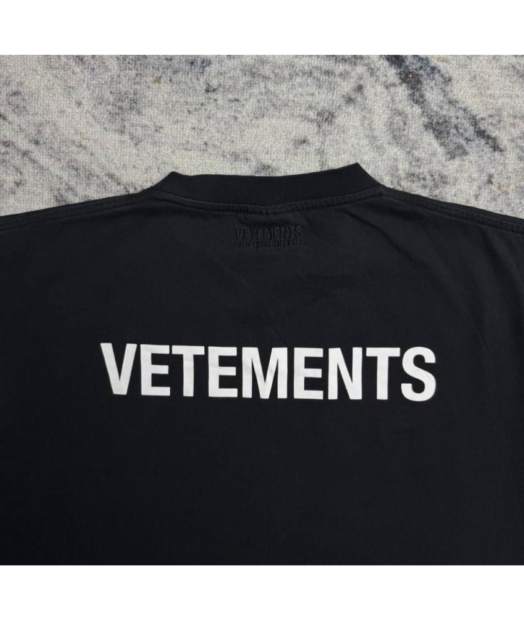 VETEMENTS Черная хлопковая футболка, фото 3