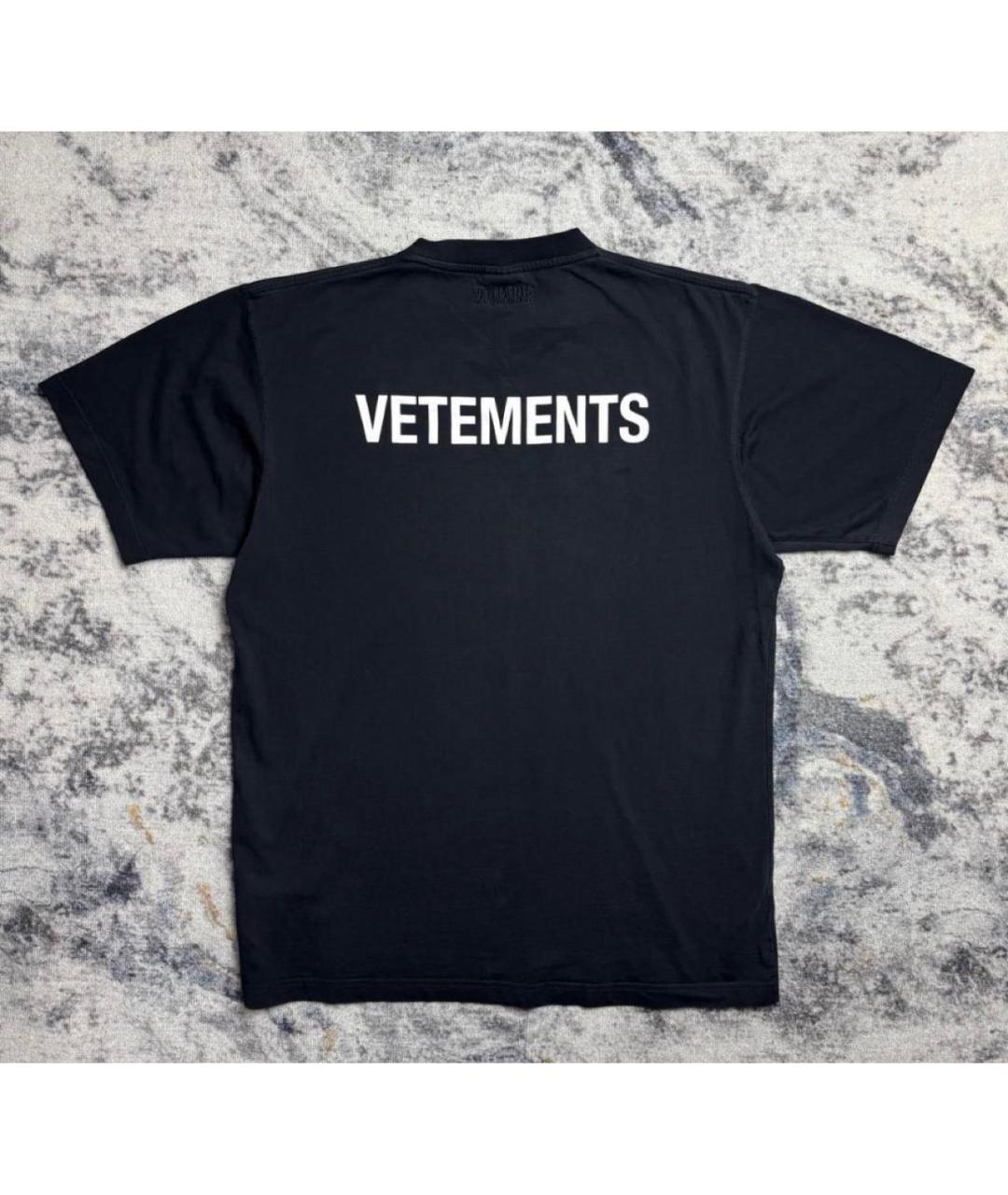 VETEMENTS Черная хлопковая футболка, фото 2
