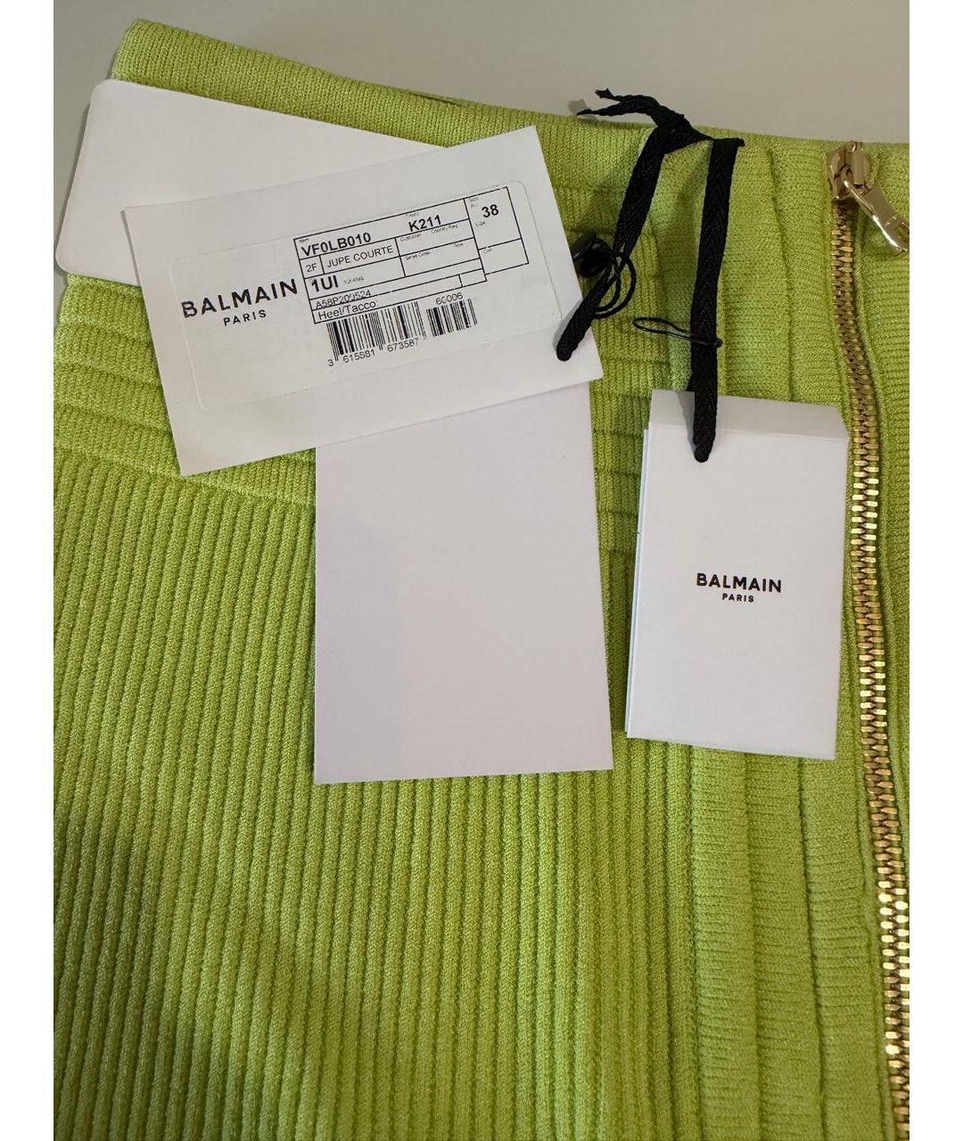 BALMAIN Зеленая вискозная юбка мини, фото 3