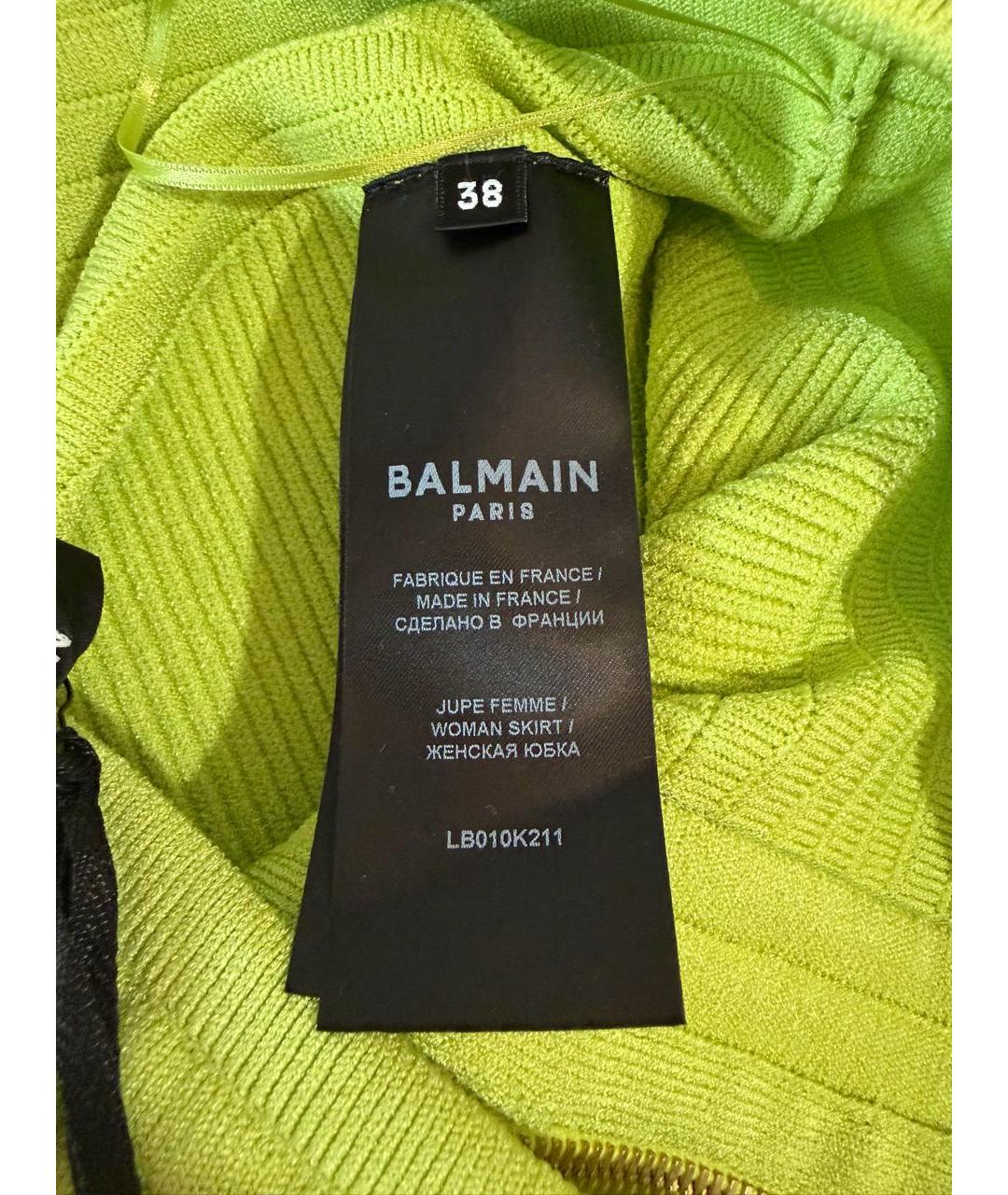 BALMAIN Зеленая вискозная юбка мини, фото 4
