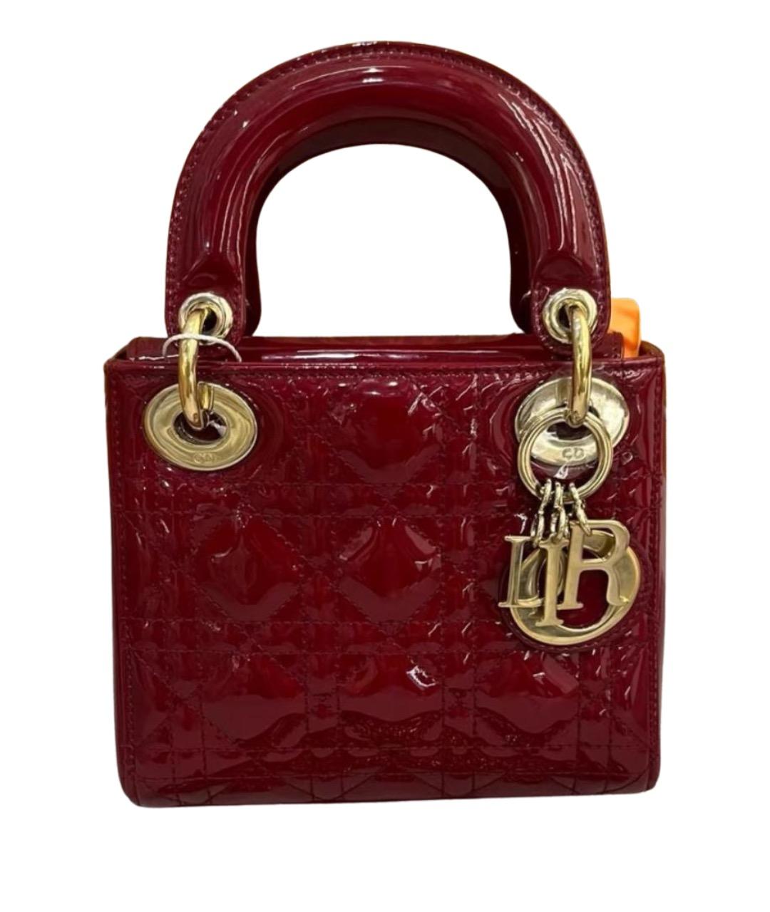 CHRISTIAN DIOR Бордовая сумка с короткими ручками из лакированной кожи, фото 1
