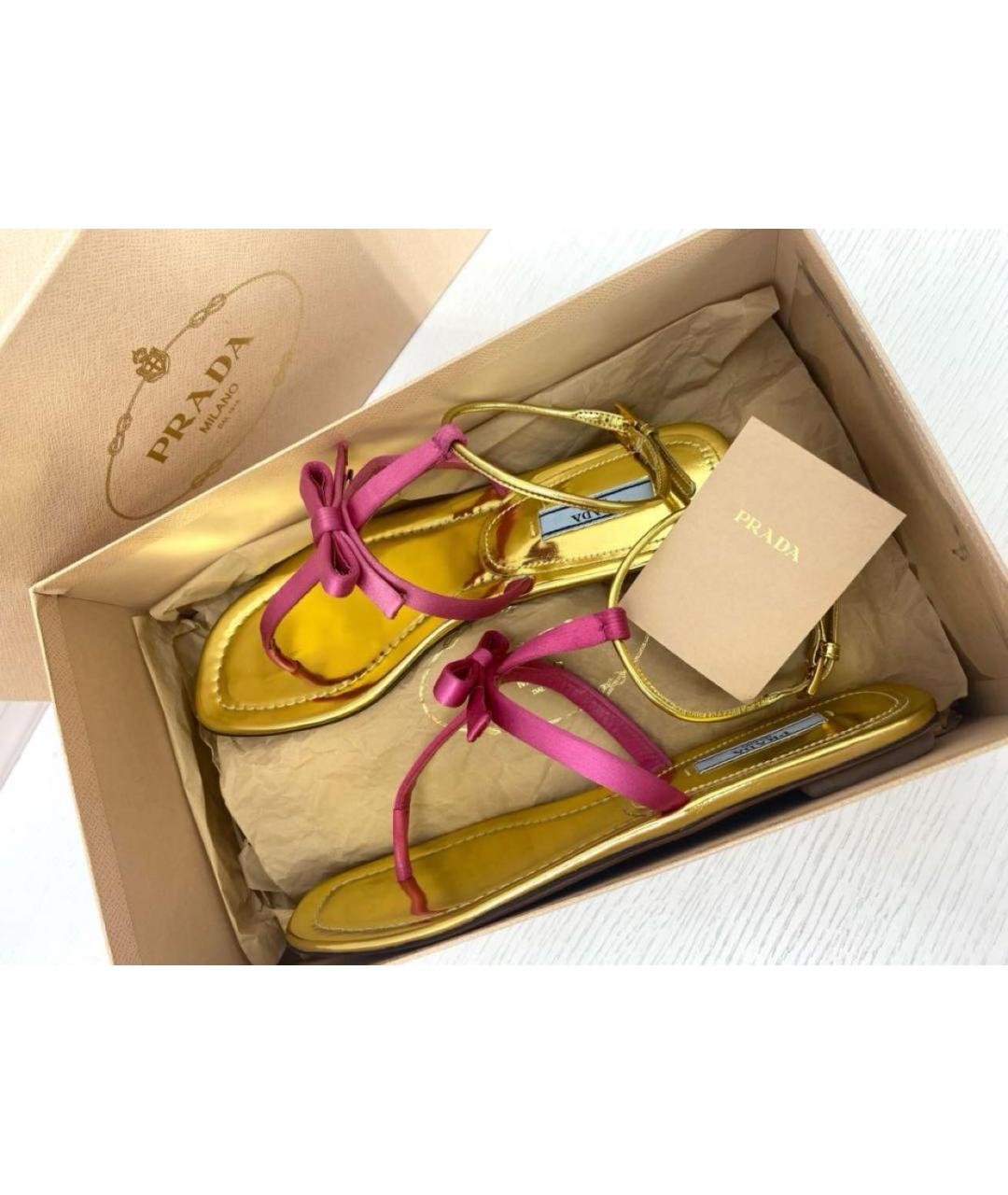 PRADA Розовые кожаные босоножки, фото 5