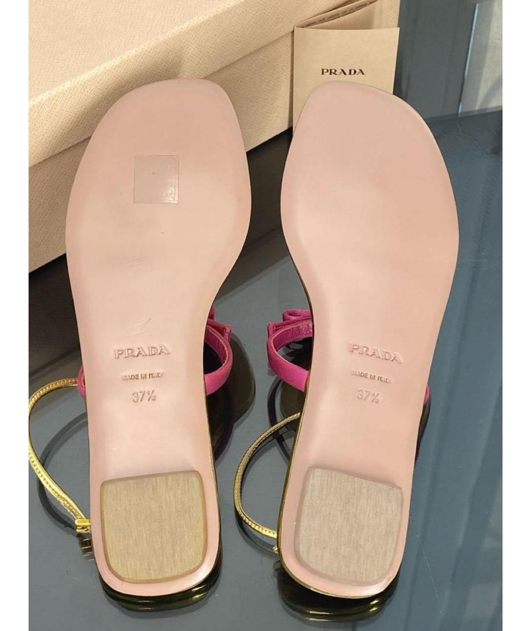 PRADA Розовые кожаные босоножки, фото 4