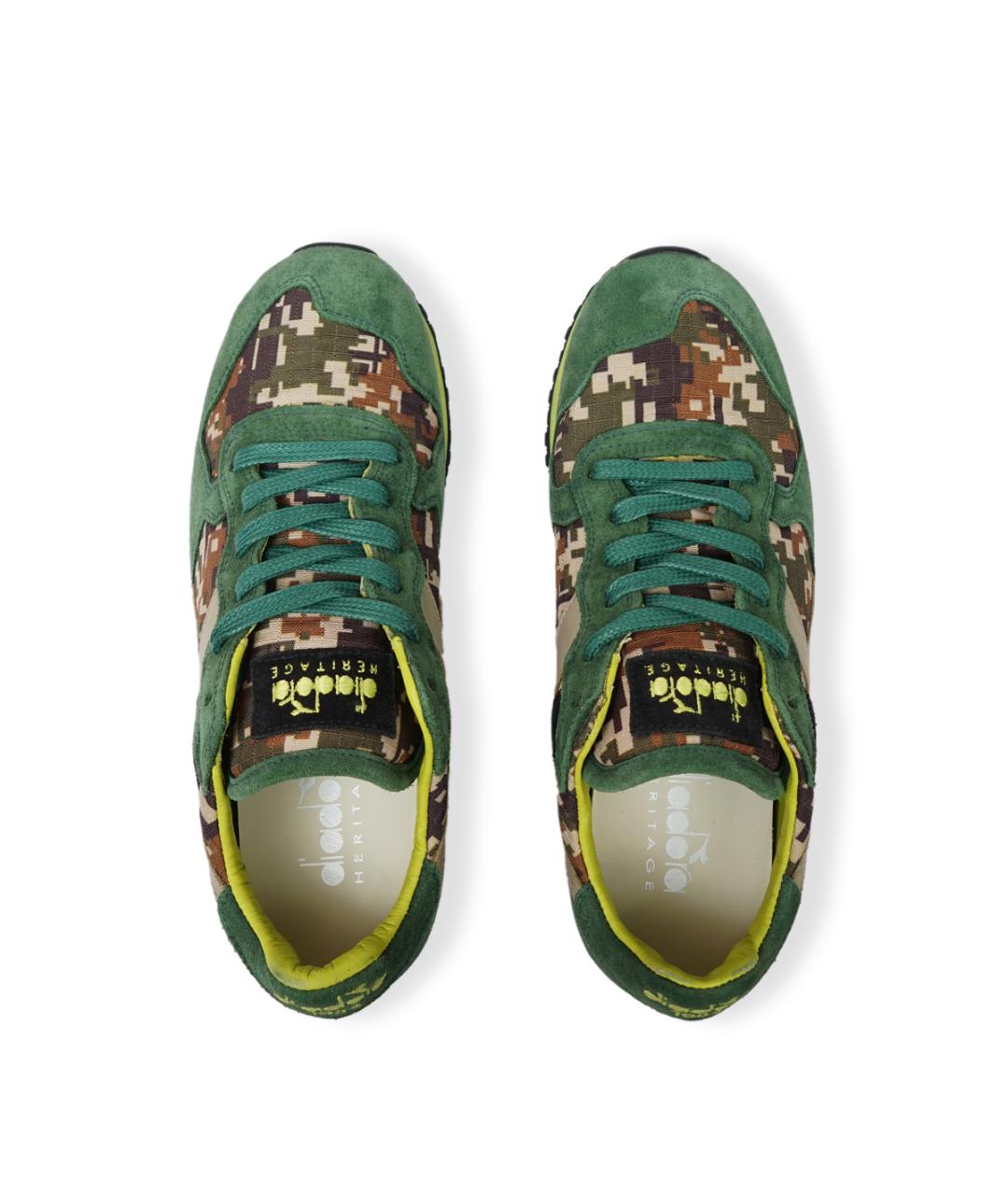 DIADORA HERITAGE Зеленые замшевые низкие кроссовки / кеды, фото 4