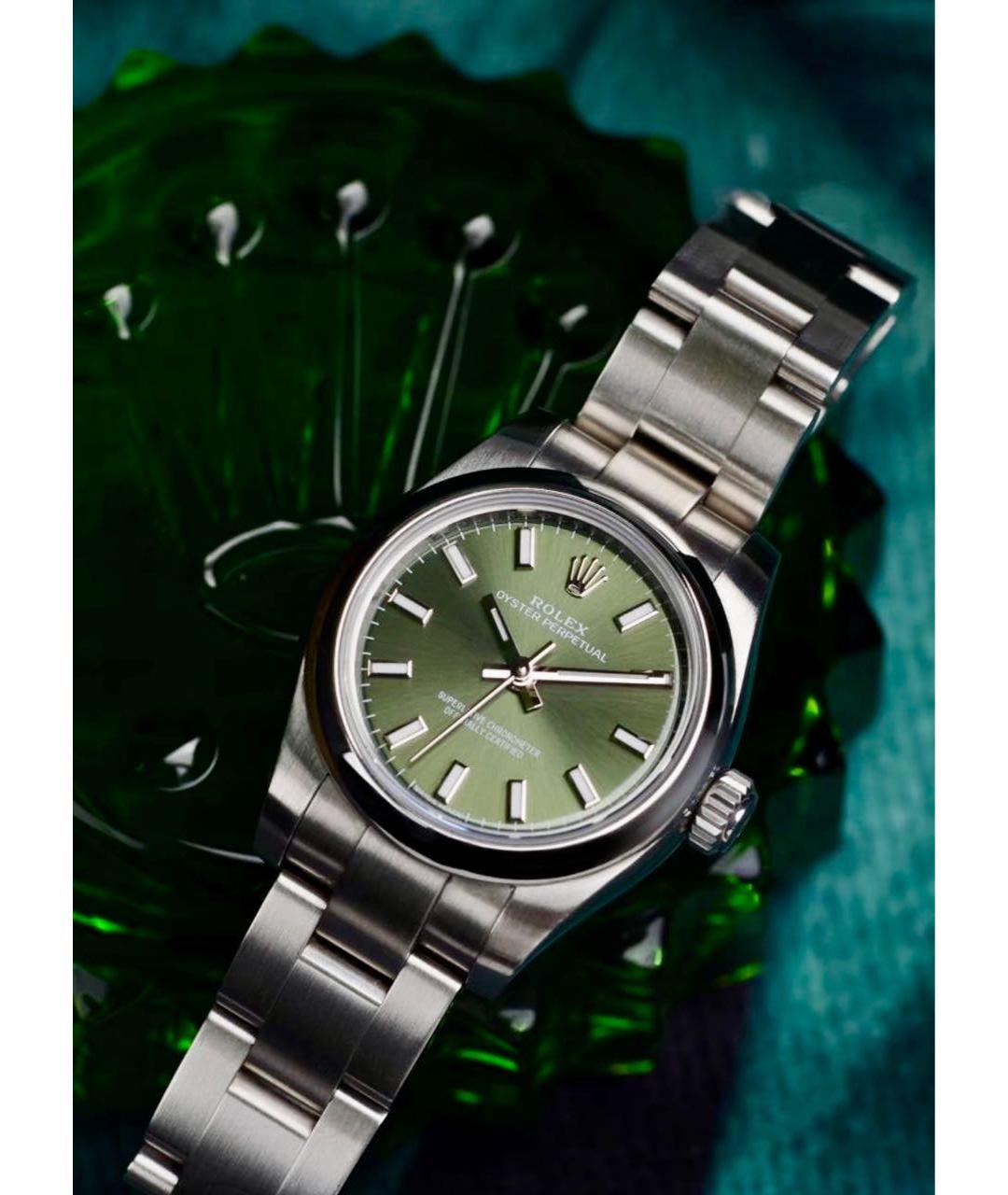 ROLEX Зеленые металлические часы, фото 2