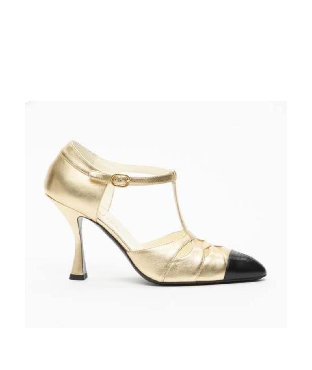 CHANEL Золотые кожаные туфли, фото 2