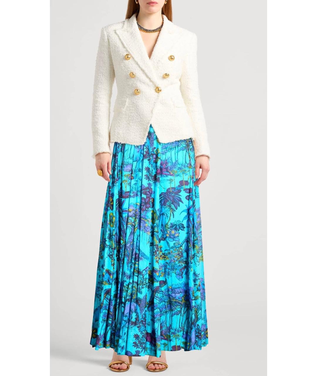 CHRISTIAN DIOR Бирюзовая хлопковая юбка макси, фото 2