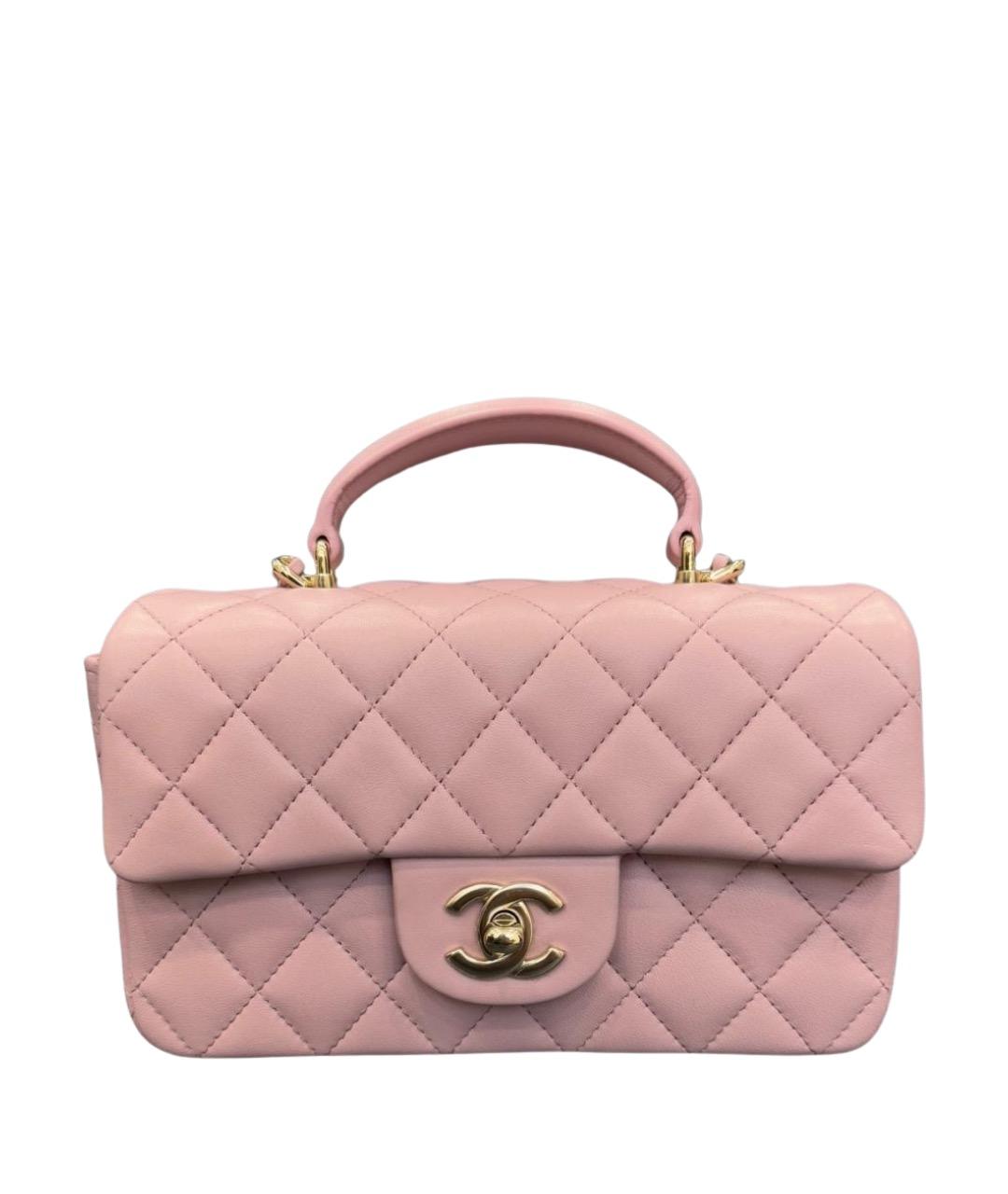 CHANEL Розовая кожаная сумка с короткими ручками, фото 1