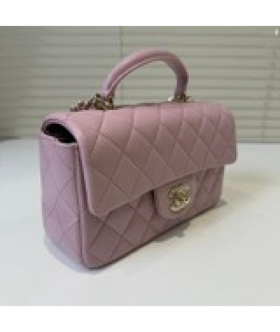 CHANEL Розовая кожаная сумка с короткими ручками, фото 4