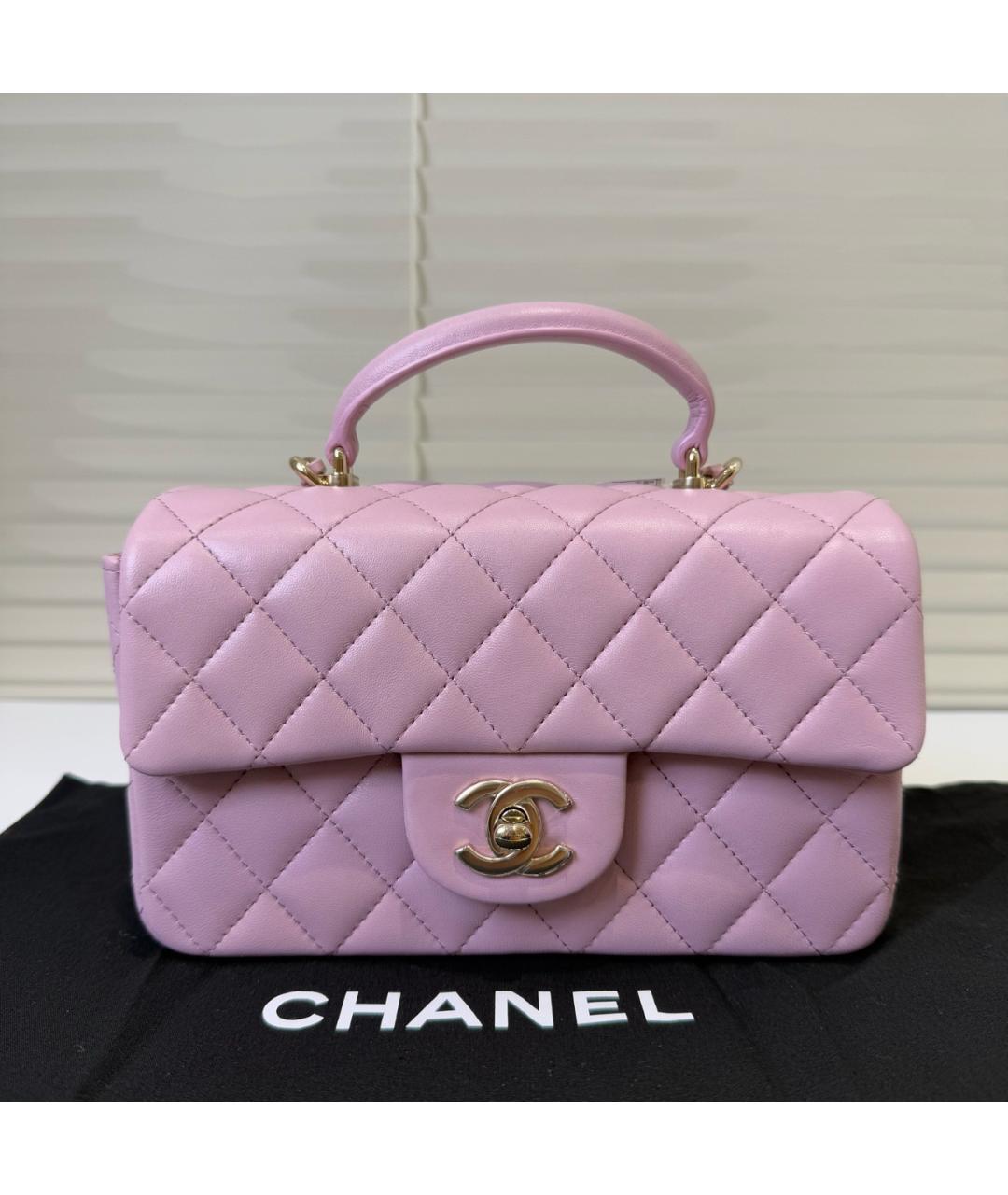CHANEL Розовая кожаная сумка с короткими ручками, фото 2