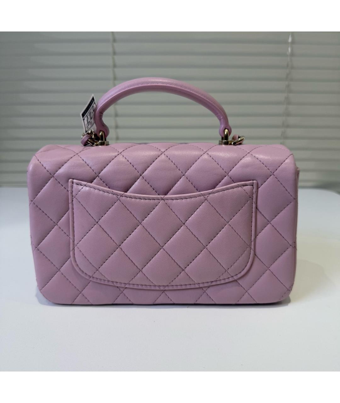 CHANEL Розовая кожаная сумка с короткими ручками, фото 3