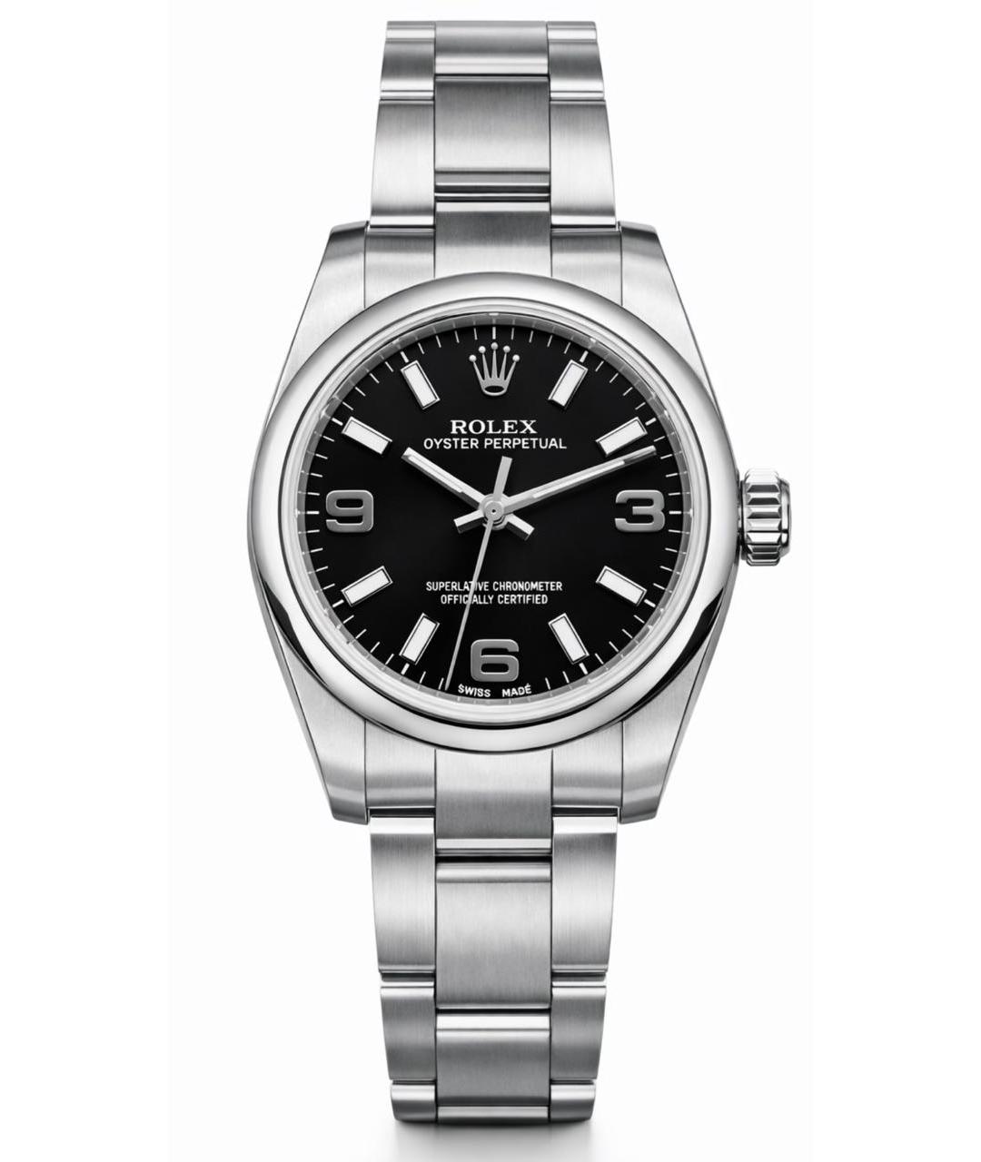 ROLEX Черные металлические часы, фото 1
