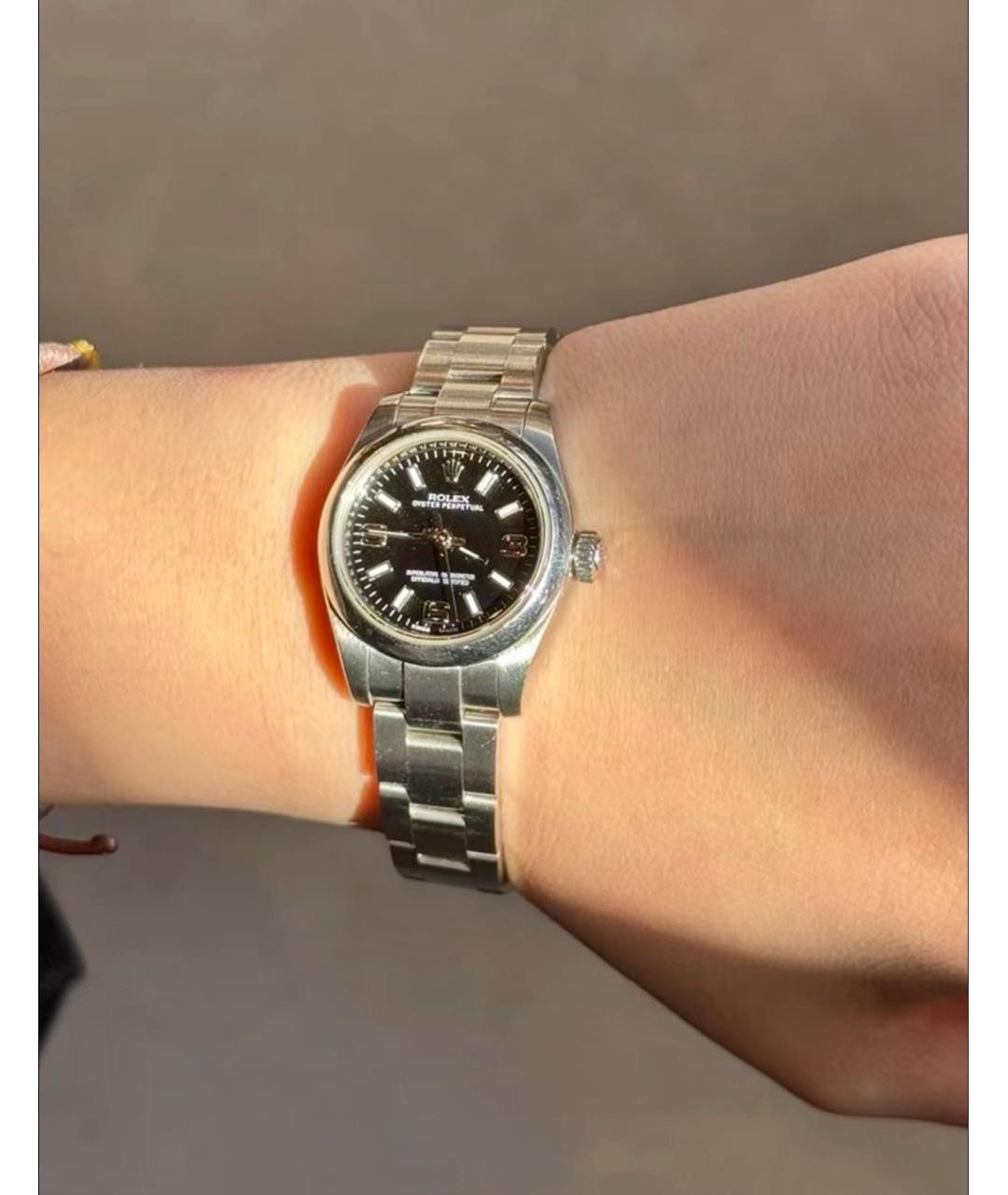 ROLEX Черные металлические часы, фото 2