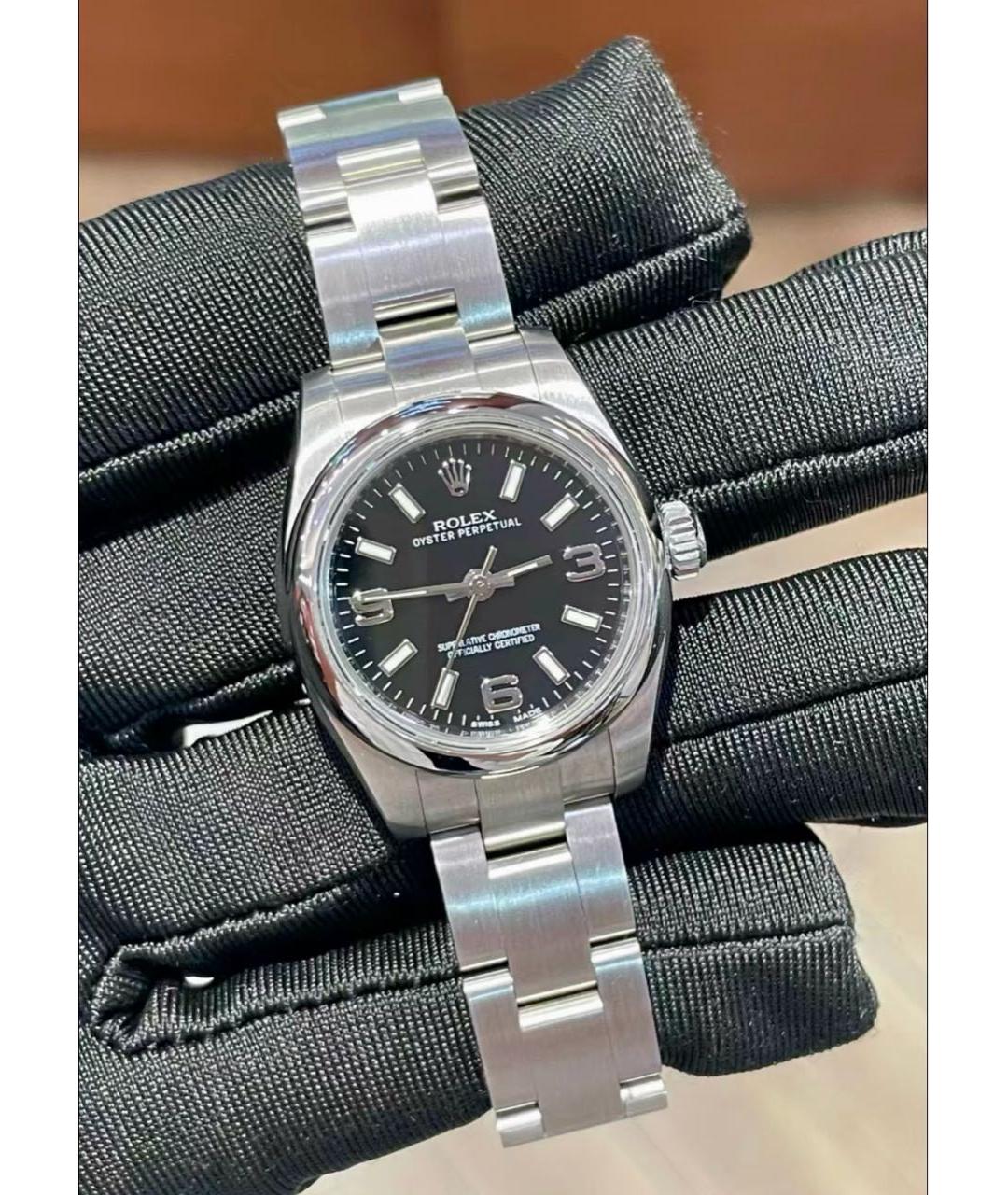 ROLEX Черные металлические часы, фото 5