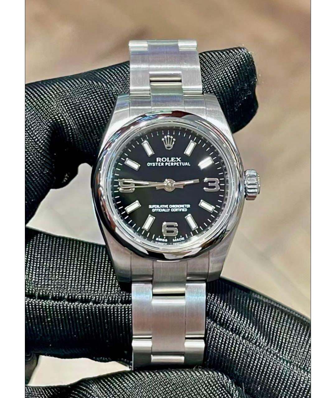 ROLEX Черные металлические часы, фото 4