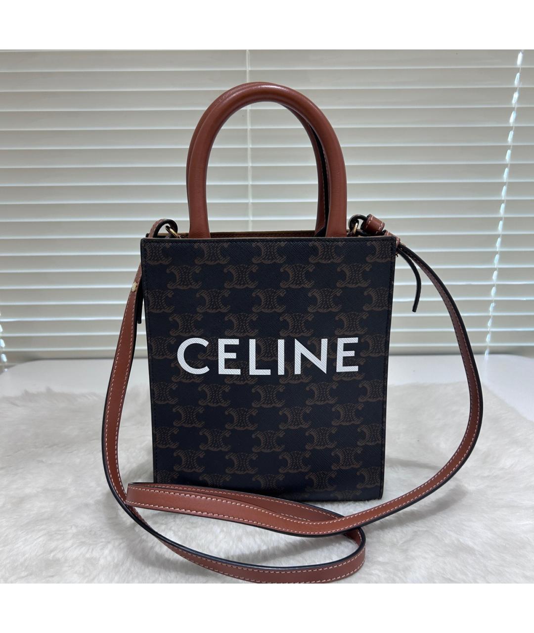 CELINE Коричневая сумка с короткими ручками, фото 2