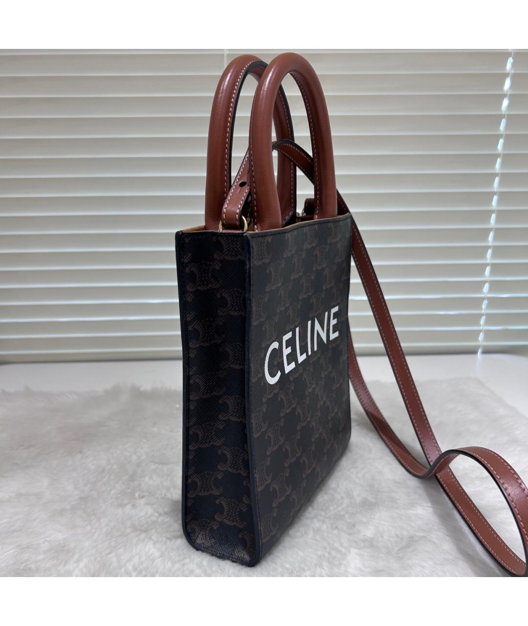 CELINE Коричневая сумка с короткими ручками, фото 3