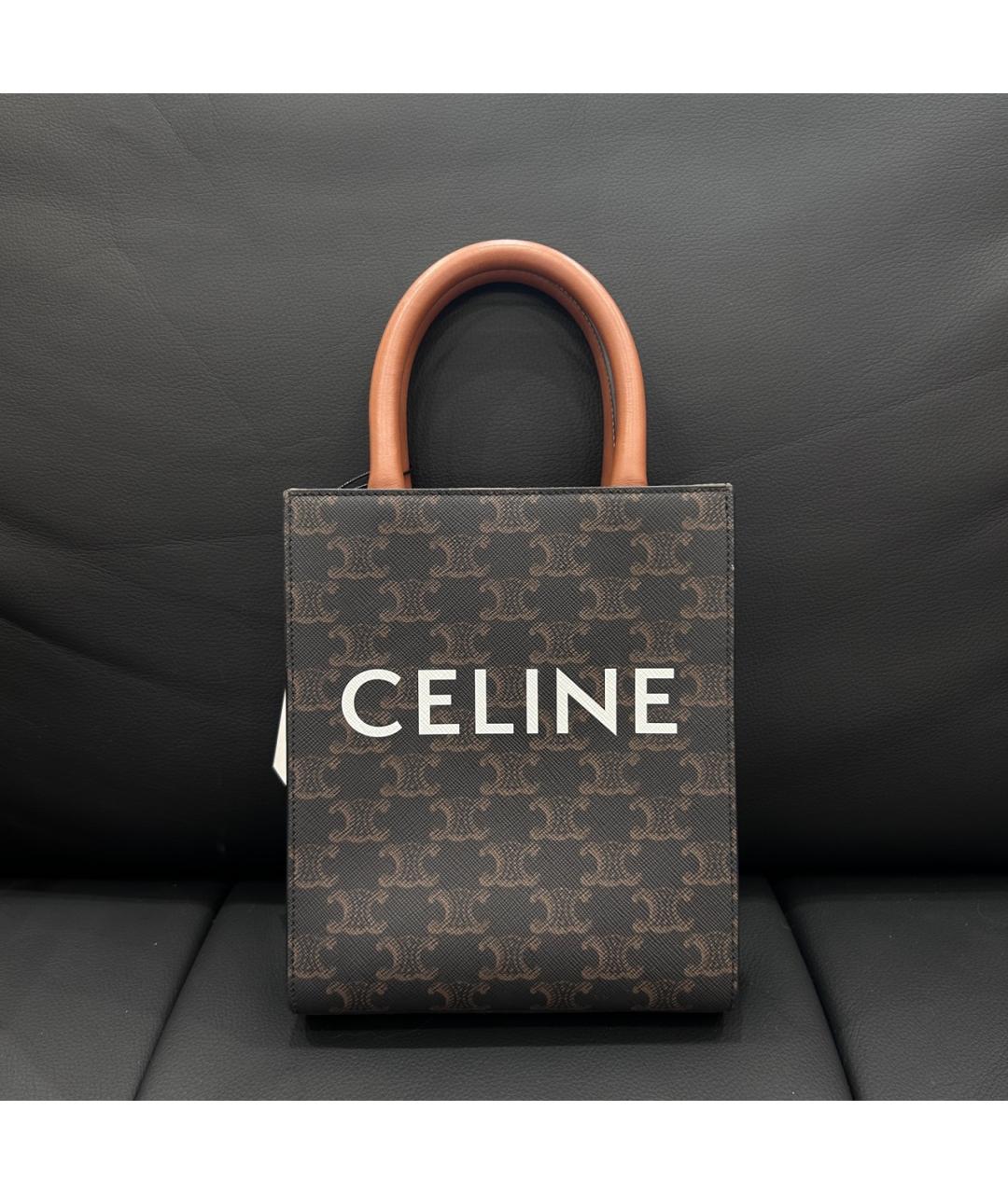 CELINE Коричневая сумка с короткими ручками, фото 4