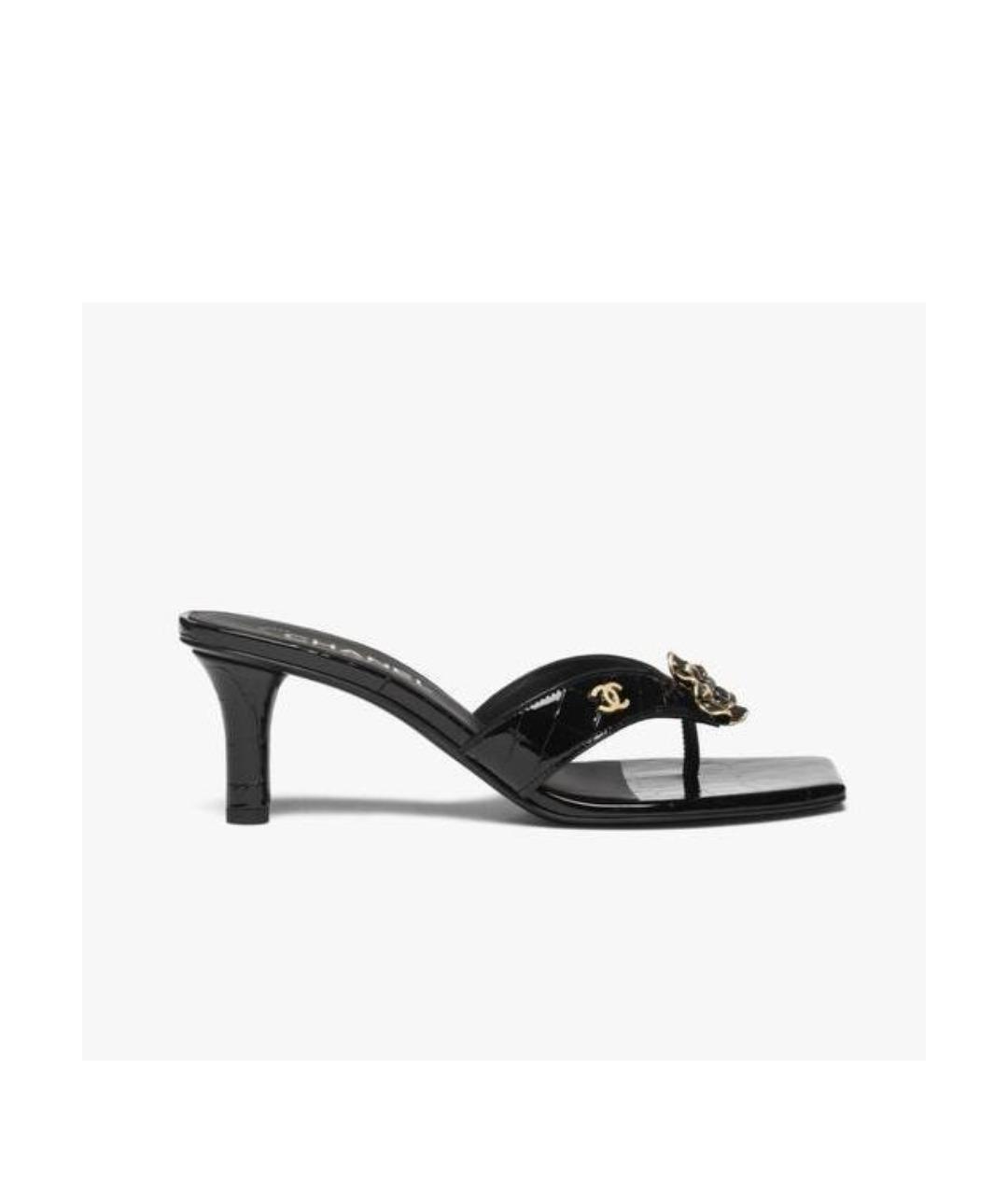 CHANEL Черные сандалии из экзотической кожи, фото 2