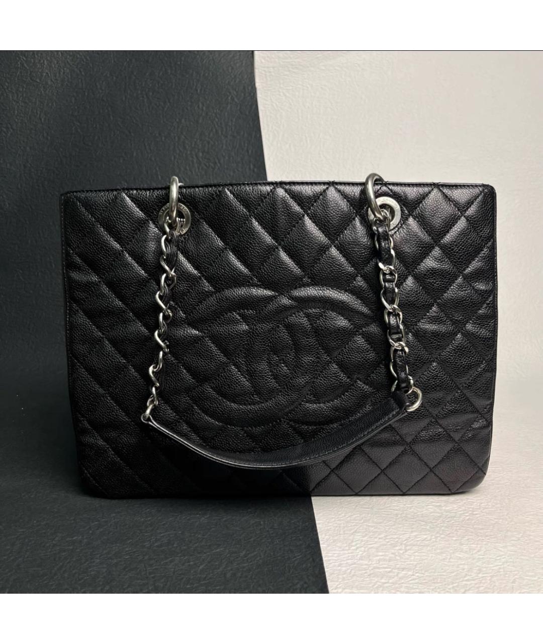 CHANEL Черная кожаная сумка тоут, фото 2