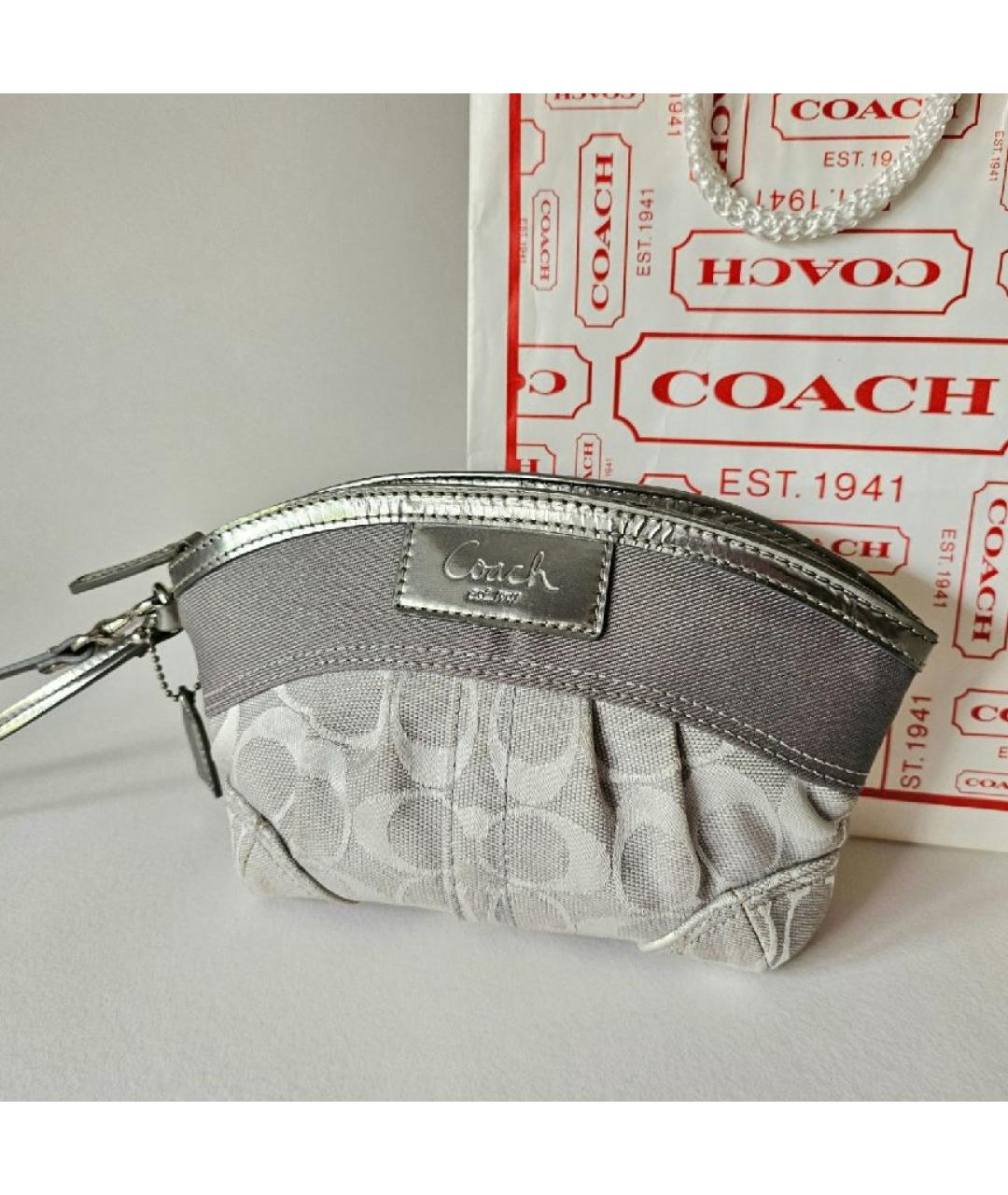 COACH Серая тканевая косметичка, фото 2