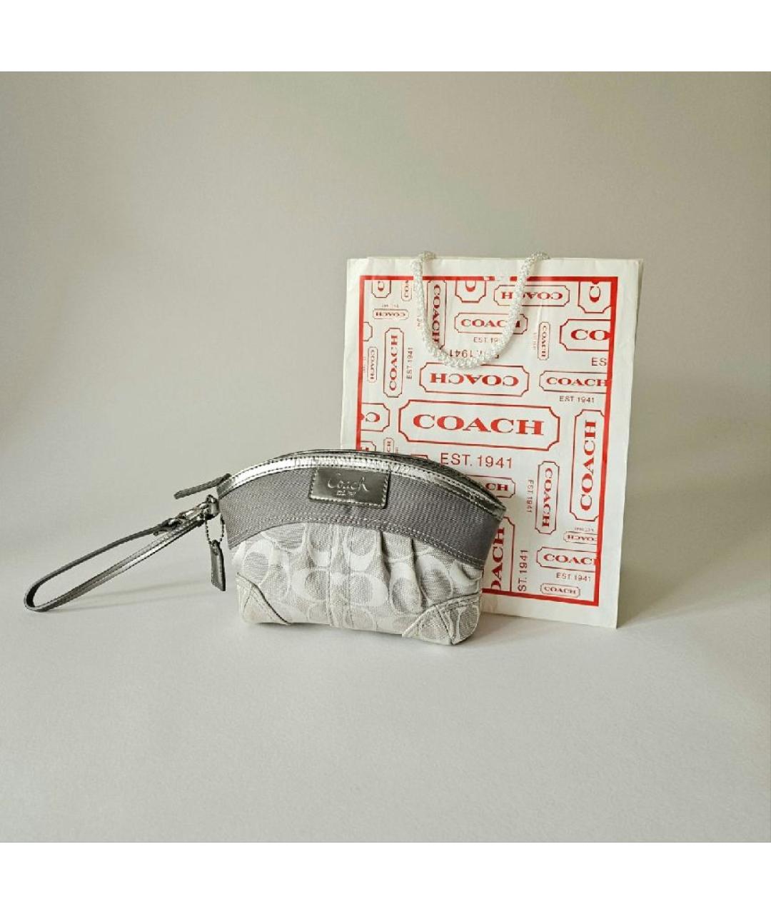 COACH Серая тканевая косметичка, фото 5