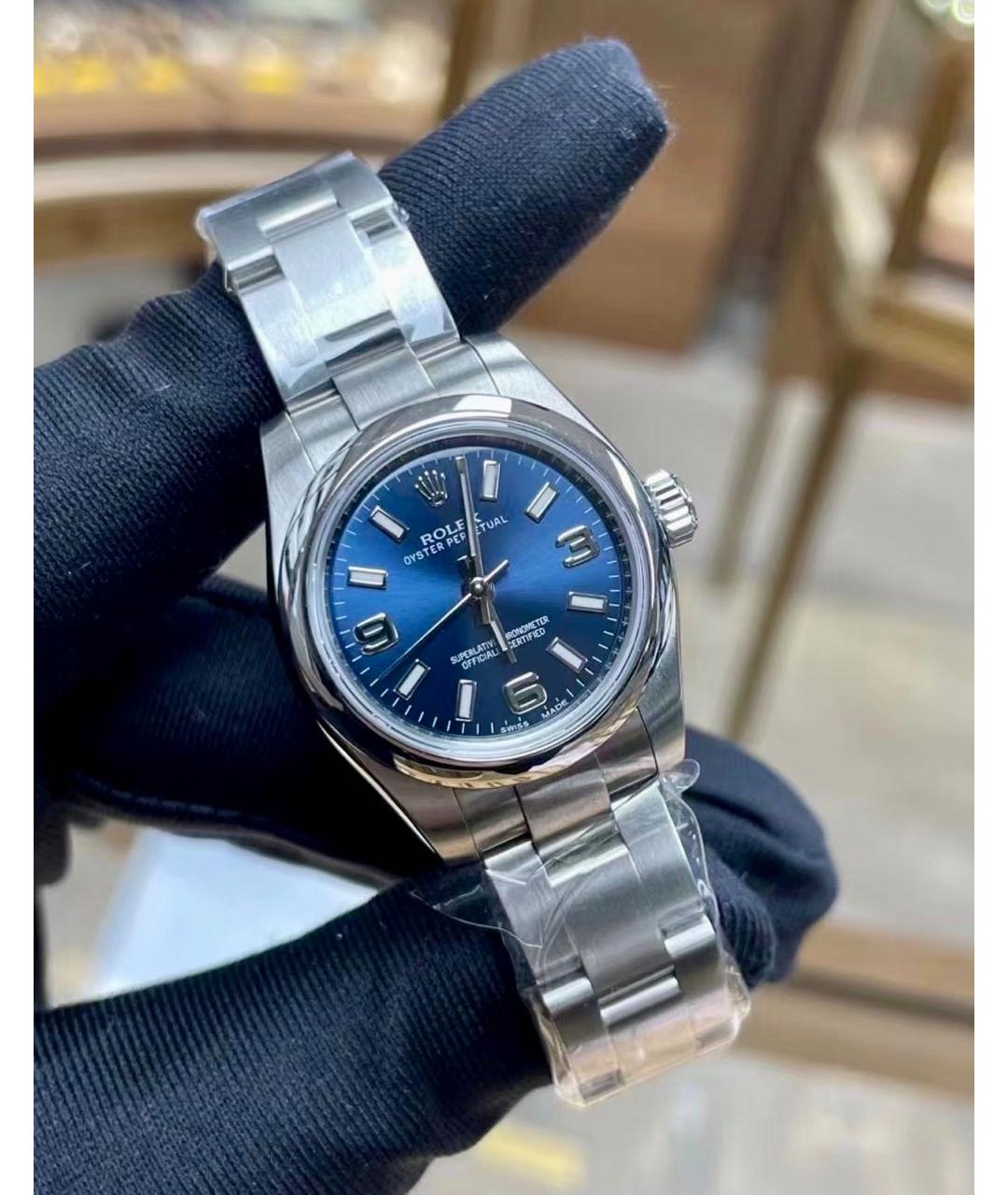 ROLEX Темно-синие металлические часы, фото 3