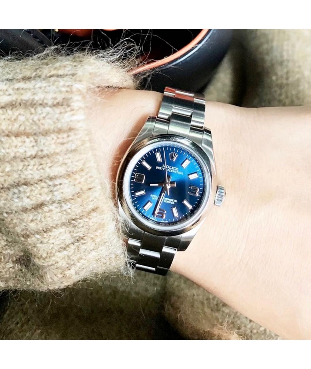 ROLEX Темно-синие металлические часы, фото 4