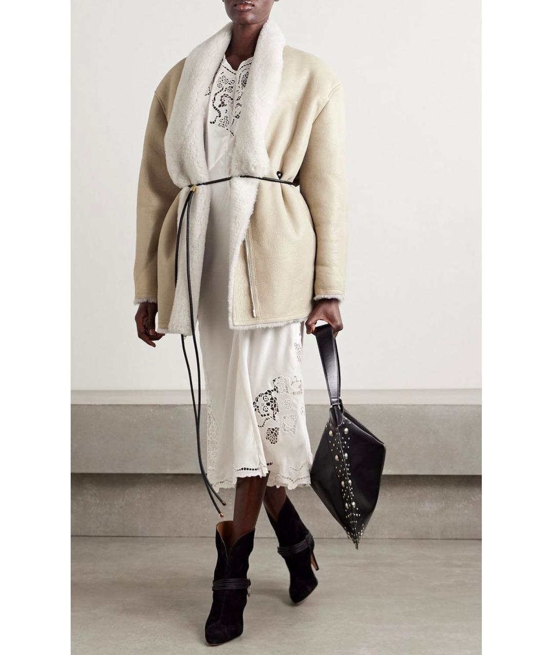 ISABEL MARANT Бежевая кожаная дубленка, фото 4