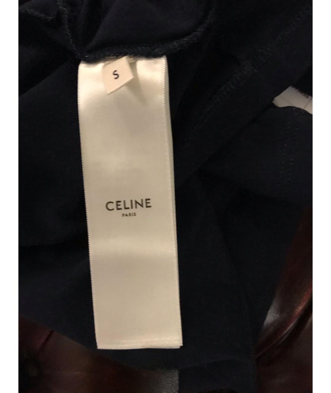 CELINE Темно-синяя хлопковая футболка, фото 5