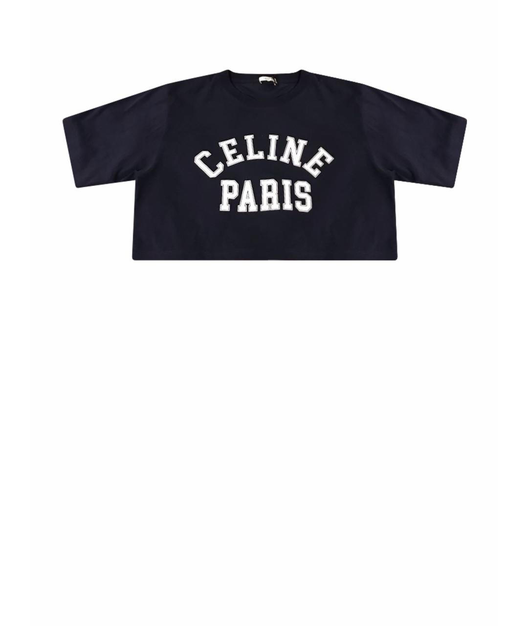 CELINE Темно-синяя хлопковая футболка, фото 1