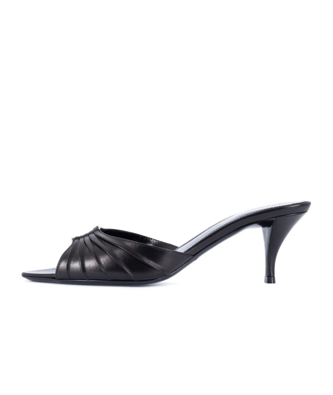 SAINT LAURENT Черные кожаные мюли, фото 8