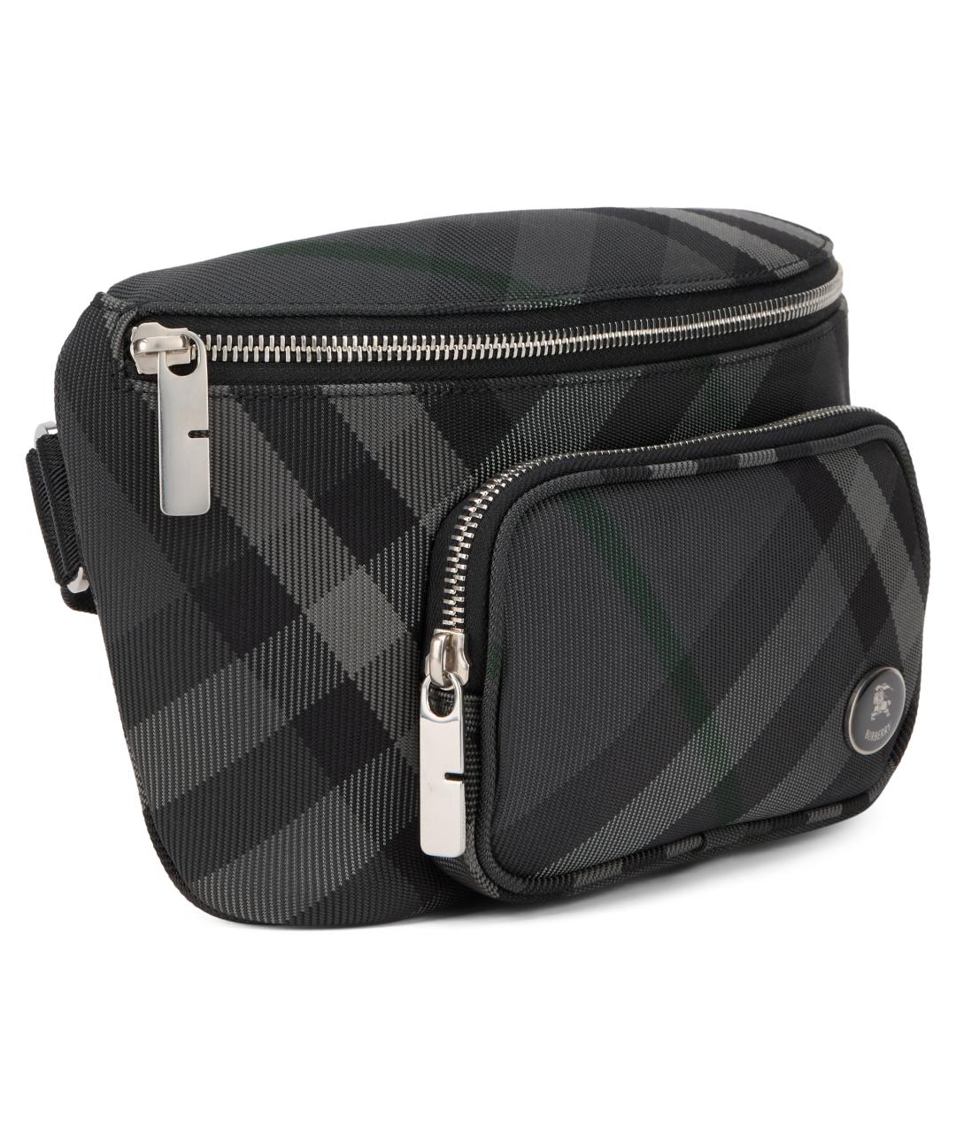BURBERRY Серая синтетическая поясная сумка, фото 3