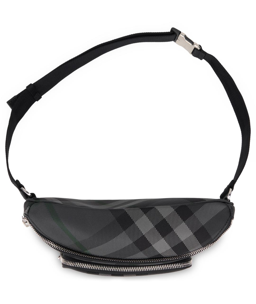 BURBERRY Серая синтетическая поясная сумка, фото 5