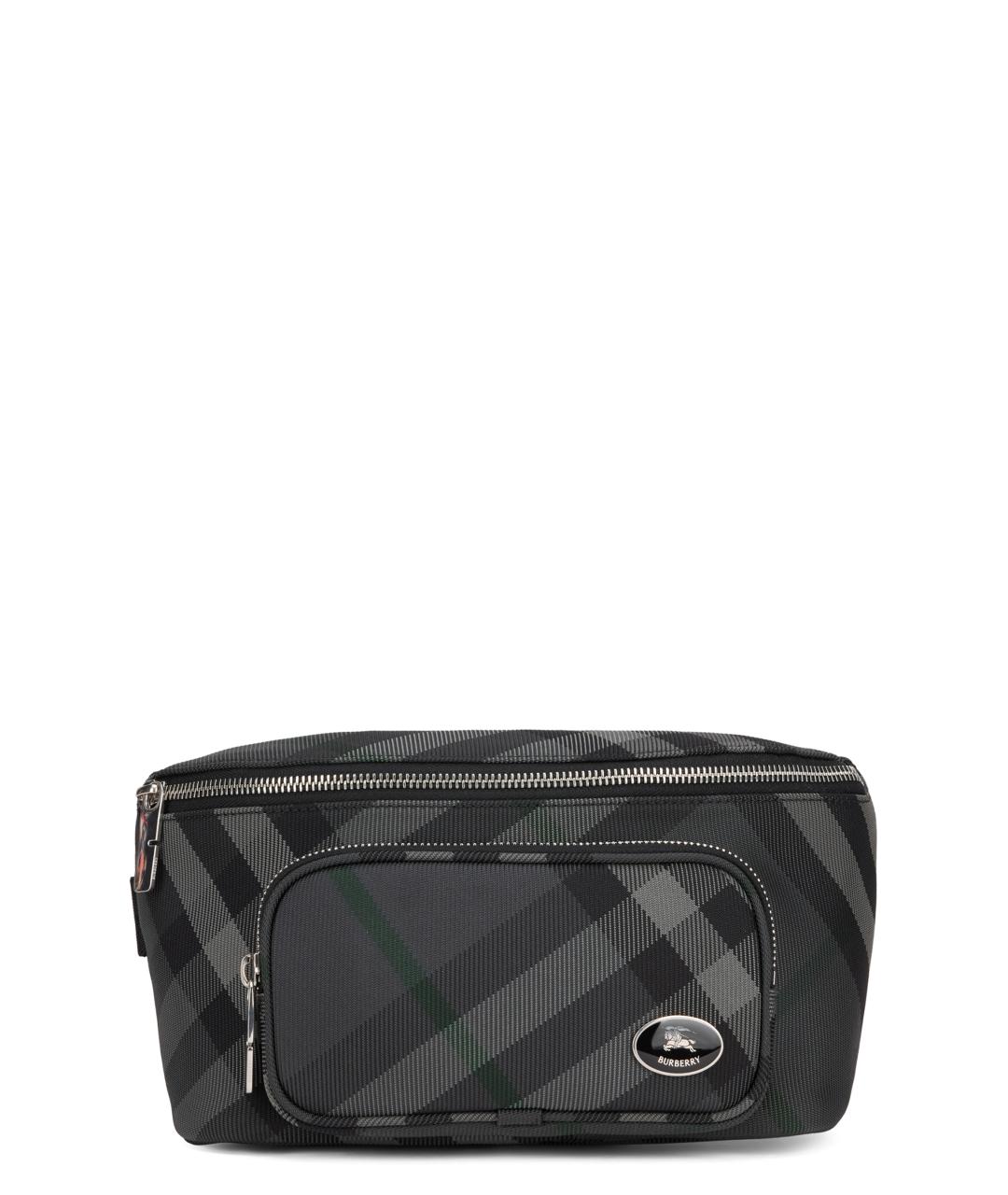 BURBERRY Серая синтетическая поясная сумка, фото 1