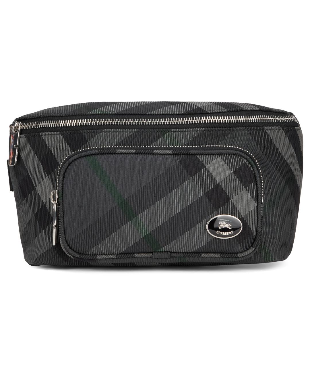 BURBERRY Серая синтетическая поясная сумка, фото 2