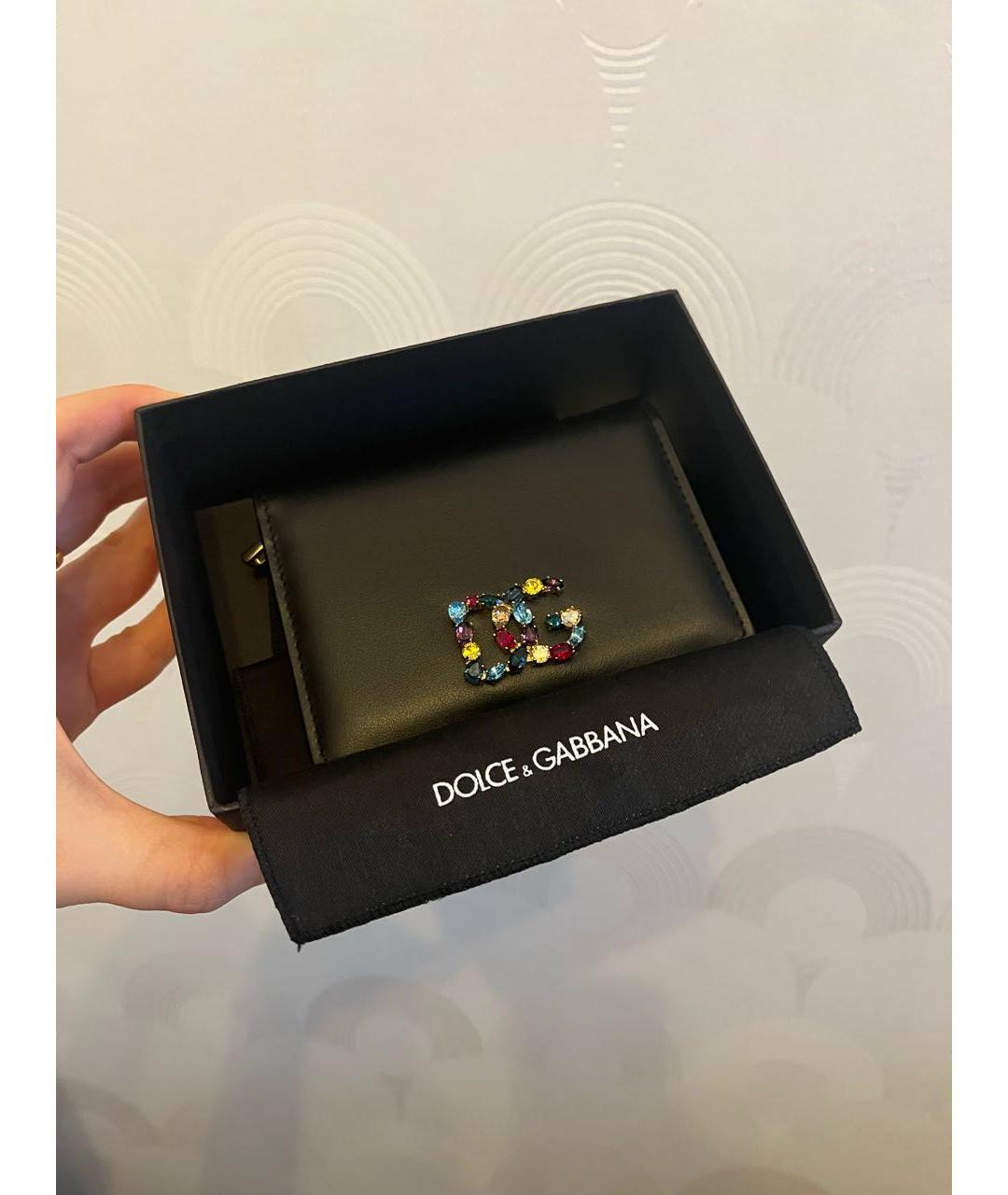 DOLCE&GABBANA Черный кожаный кошелек, фото 4