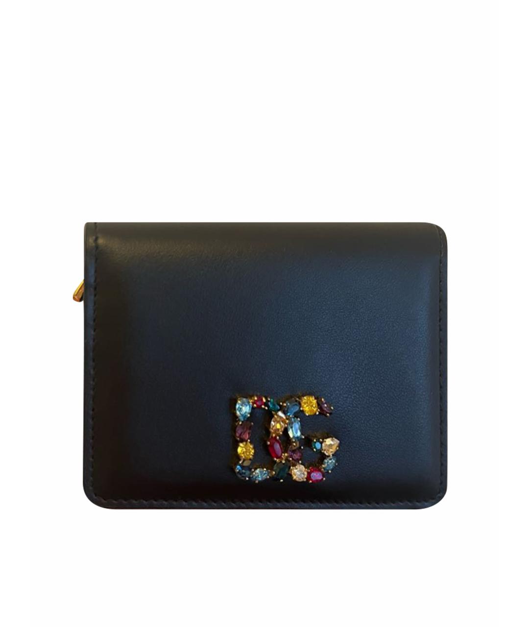 DOLCE&GABBANA Черный кожаный кошелек, фото 1