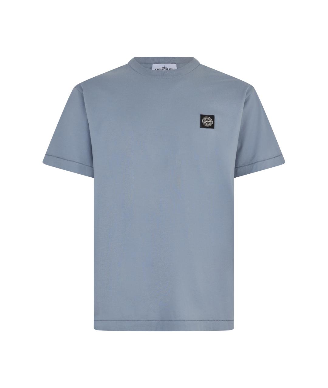 STONE ISLAND Голубая хлопковая футболка, фото 1