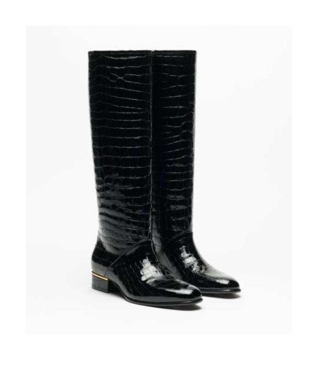 CHANEL Черные сапоги из экзотической кожи, фото 2